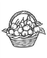 Hand drawn basket of cherries