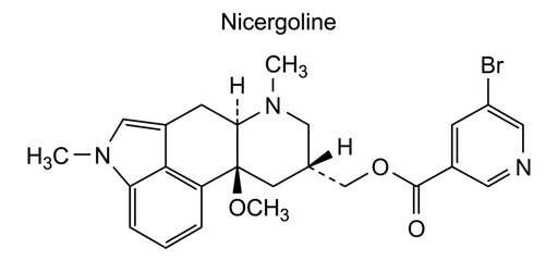 Chemical structure of nicergoline, drug substance