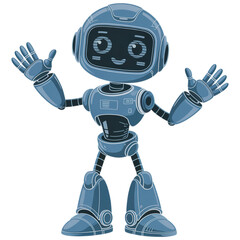 Friendly Robot on Blueprint Background - Digital Illustration png transparent 