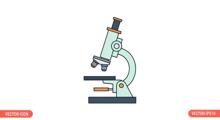 Vector Illustration of a Light Microscope for Scientific Research.