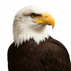 Obraz premium Majestic Bald Eagle Head Profile with Intense Gaze on White Background bird raptor isolated on a transparent background