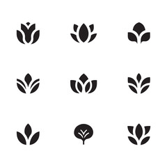 Modern Leaf silhouette icon set. Botanical plant and foliage symbols. Natural organic collection for eco-friendly design, growth concepts, and forest themes.