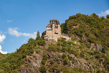 View of Katz Castle, Patersberg, UNESCO World Heritage Upper Middle Rhine Valley, Rhineland-Palatinate, Germany, Europe