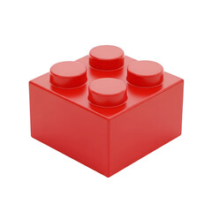 Fototapeta premium 3d icon of a red building block toy, isolated on transparent background