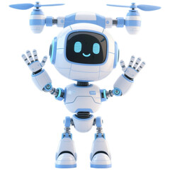 Friendly Robot on Blueprint Background - Digital Illustration png transparent 