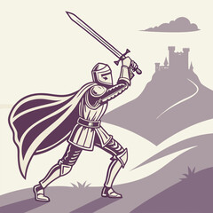 Knight with Sword and Shield in Dynamic Pose