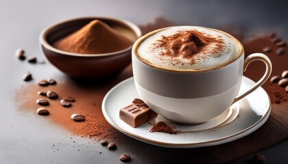 Fototapeta premium cup of cappuccino with cocoa
