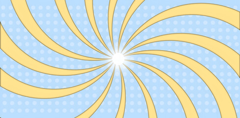 Yellow and Blue Spiral Abstract Background Retro Design