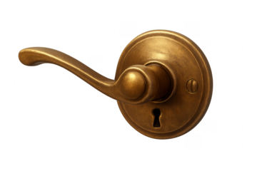 Golden brass antique door handle with keyhole