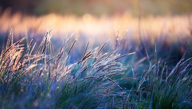 close up of blue buffalo grass in morning sunlight