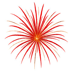Obraz premium Vibrant Red and Orange Firework Burst with White Sparks on Black Background explosion celebration isolated on a transparent background