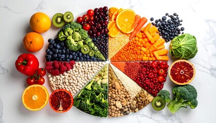 Colorful and Healthy Food Wheel - A Balanced Diet Concept.