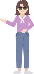 Fototapeta premium Cartoon Woman in Sunglasses Gesturing Presentation
