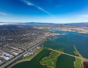 aerial view of south san francisco bay area milpitas california
