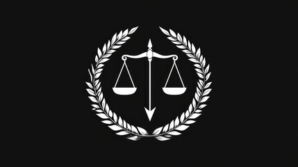 Justice scales emblem on dark background