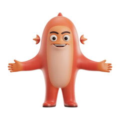 hi res png transparent Cheerful Orange Character creature with Open Arms - Digital Illustration