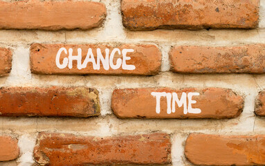 Chance time symbol. Concept word Chance time on beautiful old brown brick wall. Beautiful old brown brick wall background. Old brick wall. Business chance time concept. Copy space.