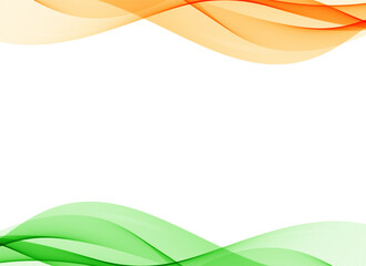 Abstract orange and green wavy lines on white background