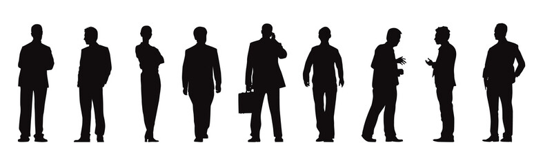 Business professionals silhouettes in various poses