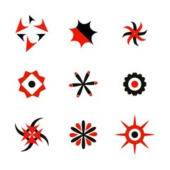 Nine Red and Black Abstract Geometric Symbols graphic © MdHasanAl