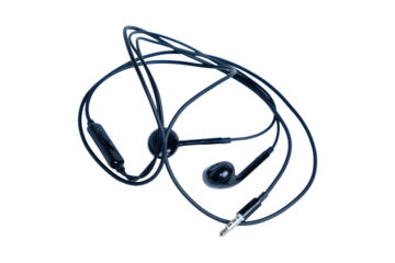 Black Wired Earphones With Microphone And 3.5mm Jack For Phone And Music