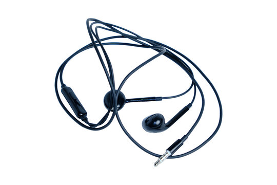 Black Wired Earphones With Microphone And 3.5mm Jack For Phone And Music