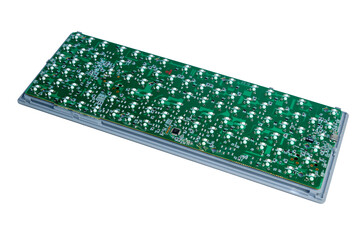 Green Circuit Board Keyboard PCB Module With Dense Components And Soldered Surface Electronic Hardware Assembly