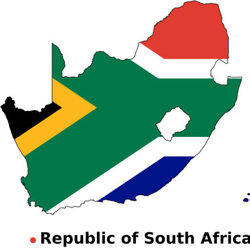 Map of South Africa with Flag Overlay