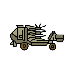 mechanical harvesting color flat icon.