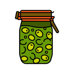 oil cured olives color flat icon.