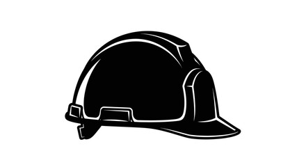 Illustration of a black hard hat isolated on white background