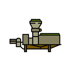 olive crushing color line icon.