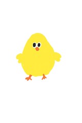 
Simple cartoon-style illustration of a yellow chick.