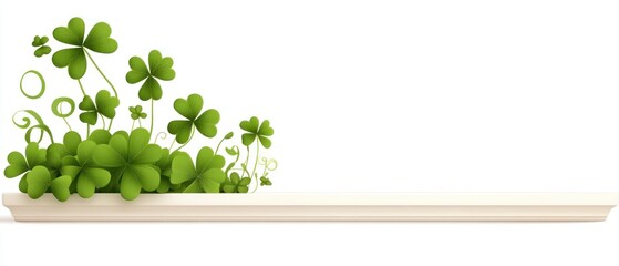 Lush Green Clovers in a White Shelf Display