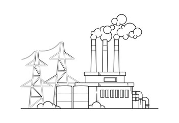 Electricity generation plant black-and-white factory