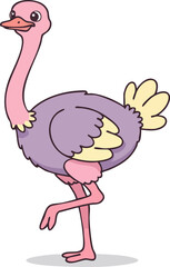 Cute Pastel Ostrich Vector Illustration
