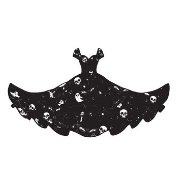 Black Silhouette Dress with Halloween Pattern Keywords: black dress, gothic dress, Halloween