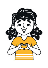 Schoolgirl sharing love gesturing heart