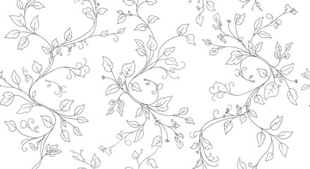 Delicate Floral Vine Pattern - Seamless Botanical Design with Graceful Twirls