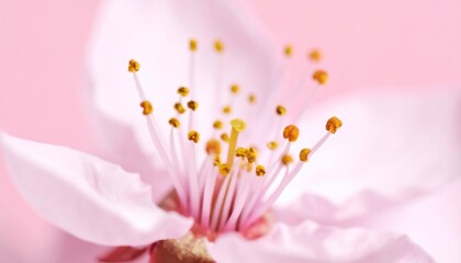 Cherry Blossom Flower Closeup with Pink Petals, and Spring Season.