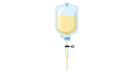Intravenous Drip Bag with Yellow Fluid for Medical Treatment.
