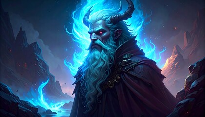 Odin, the Allfather, in a mystical, glowing realm of Norse mythology.