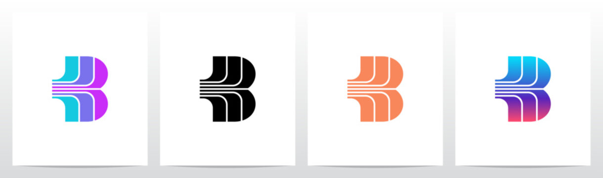 Abstract Lines Focused Divides Part Initial Logo Design B