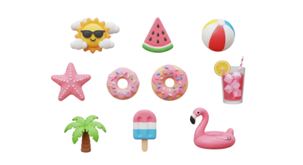 summer icons set