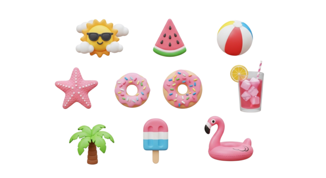summer icons set