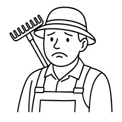 outline icon sad gardener with a rake vector on a white background
Vector line icon of joy and sadness emotions on a white background