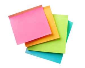 Sticky notes colorful for organization and reminders isolated on transparent background