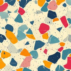 Pola Terrazzo Penuh Warna Abstrak yang Cerah dan Modern