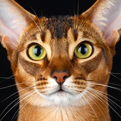 Close-Up Portrait of a Striking Abyssinian Cat with Intense Gaze.