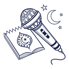 Islamic microphone and book for ramadan kareem